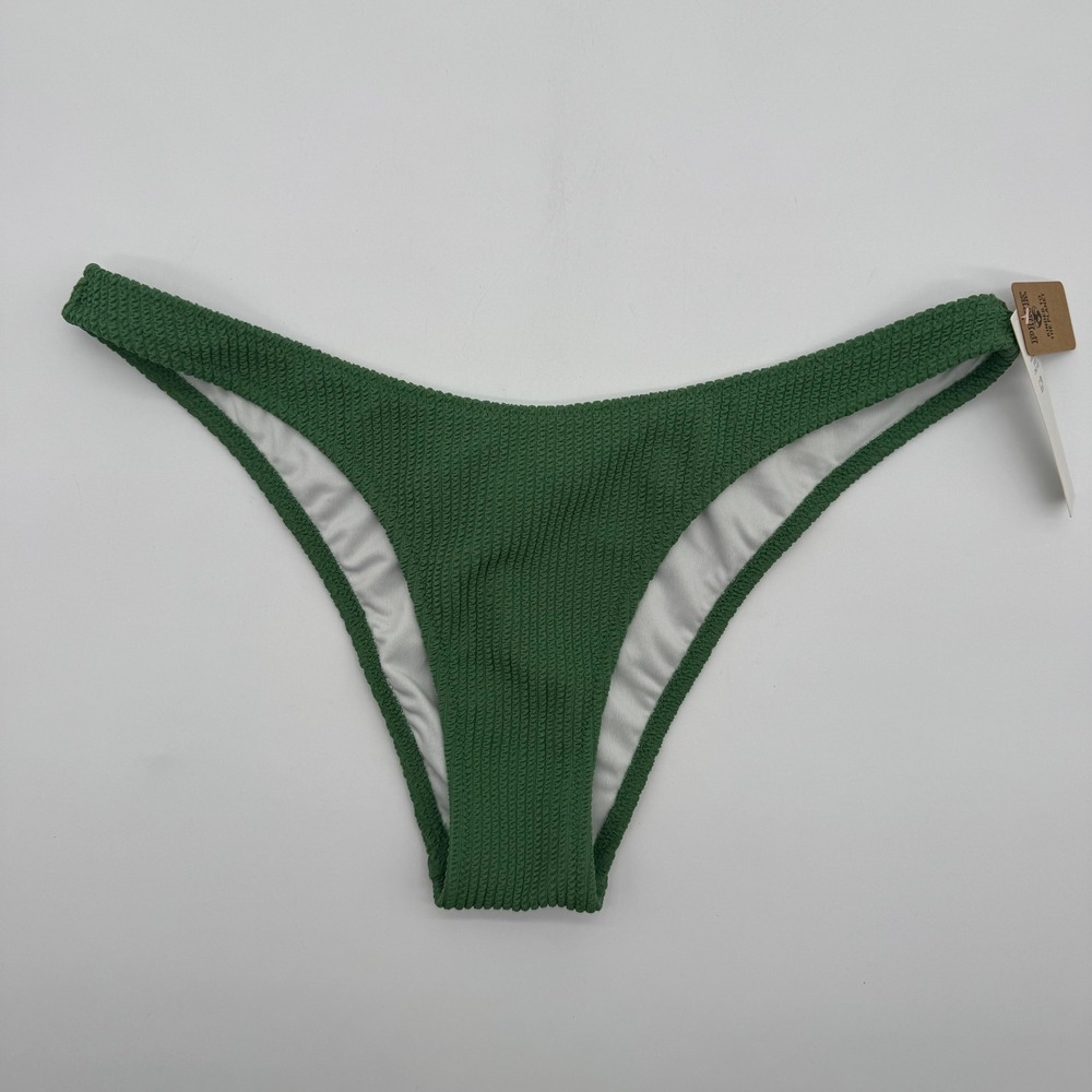 Victoria's Secret PINK Textured Green Bikini Bottoms Women's Medium NWT
